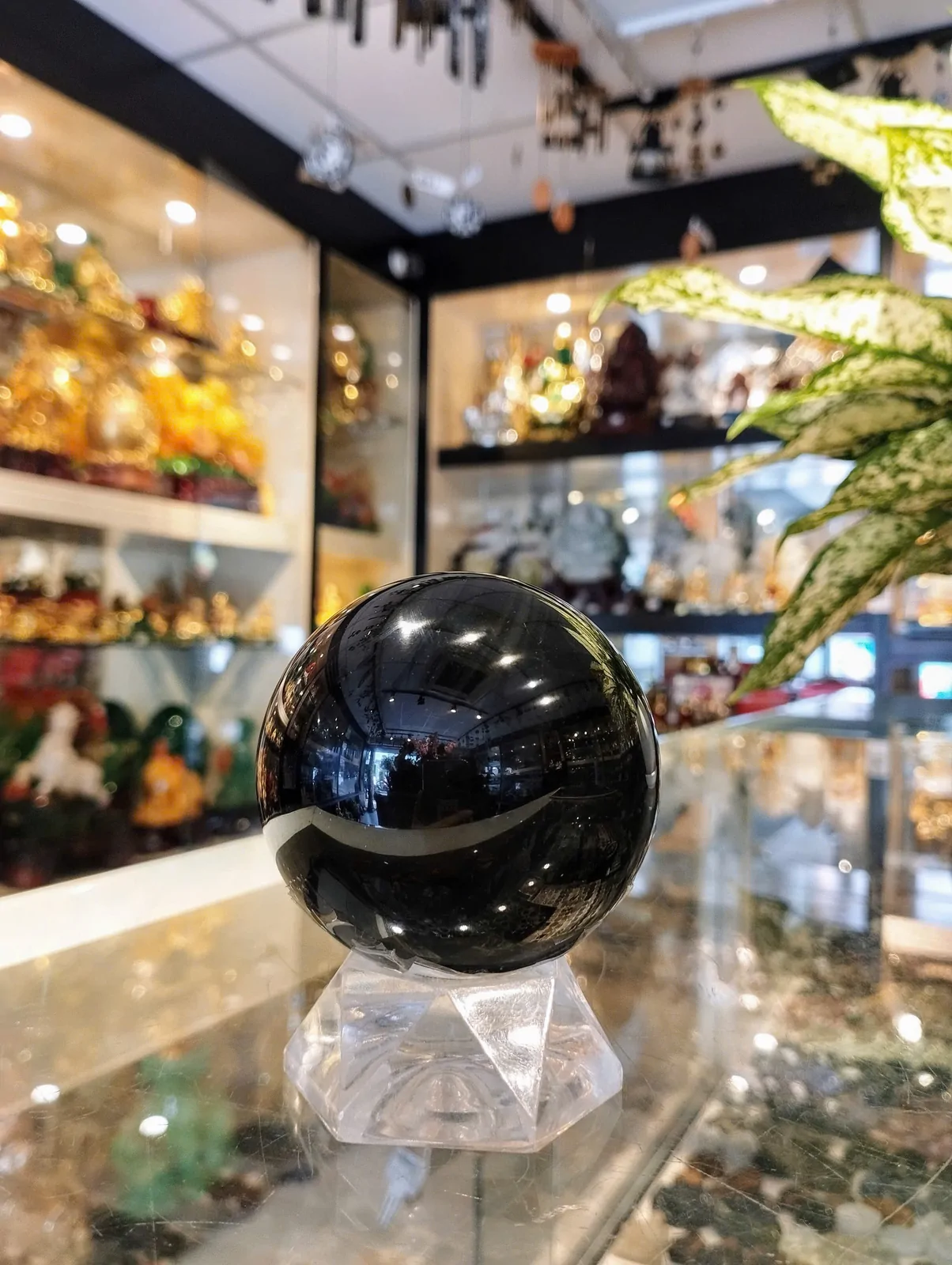 Quả cầu đá hắc ngà (thạch anh đen) QC209-S5-2460