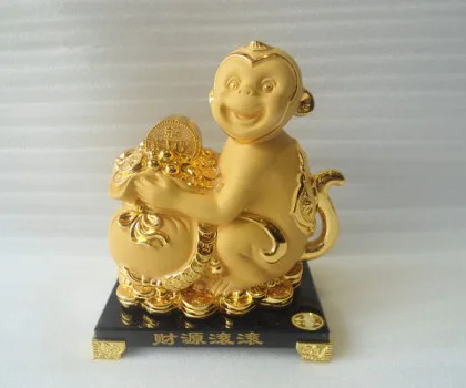 Khỉ tài lộc sa kim ôm tháp nguyên bảo FK034M