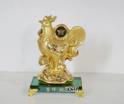 Gà vàng trên đế thủy tinh - Cát tường kê - Cát FG067A