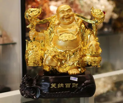 Phật di lạc vàng gánh cây như ý - Tiếu nạp bách tài C133A