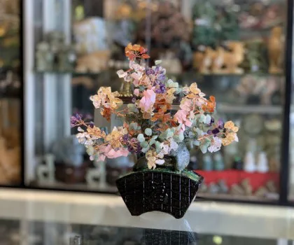 Cây thạch anh lục sắc thân bonsai chậu kiểu nhật mới (Phước) KC117
