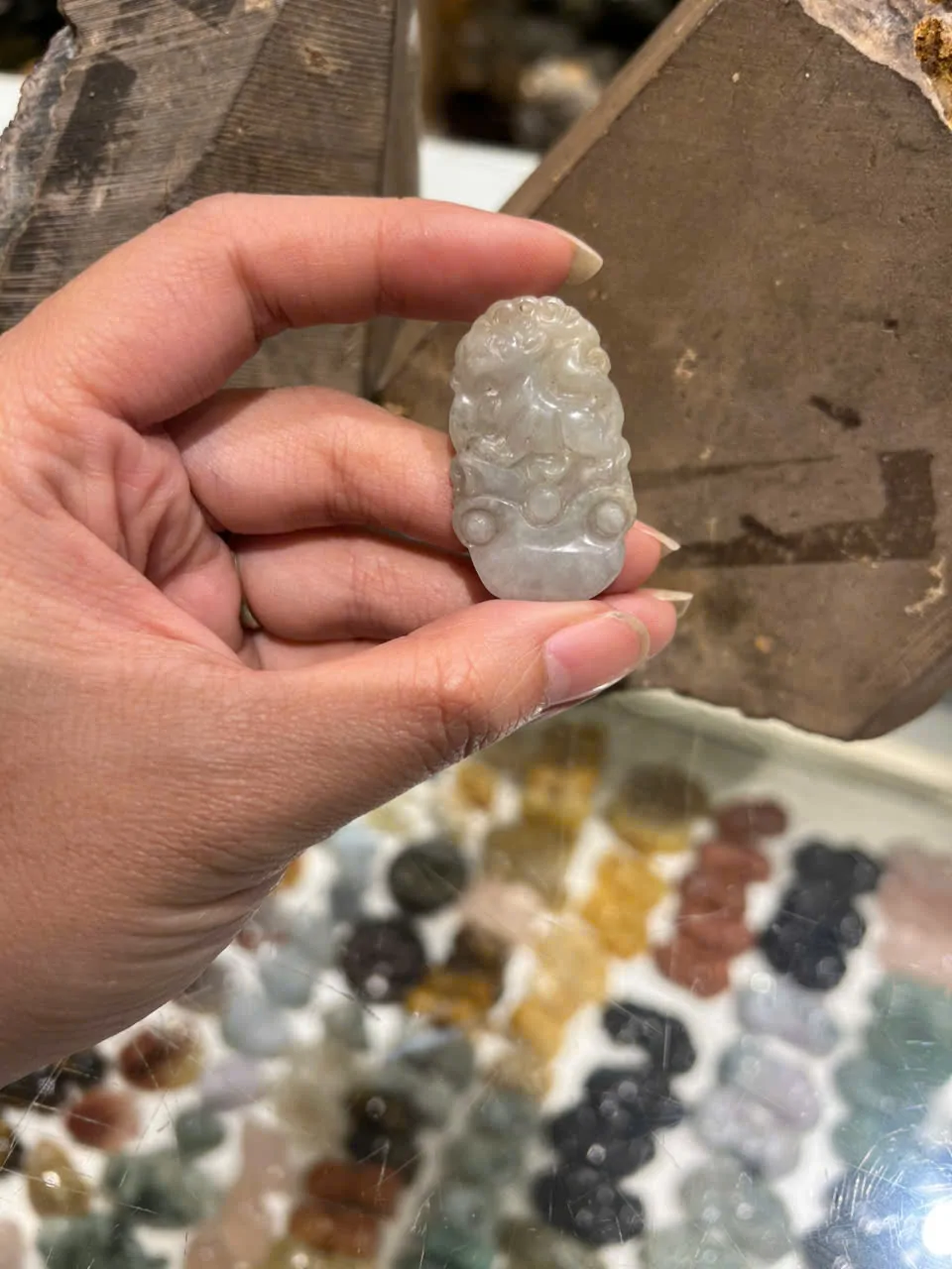 Mặt 12 con giáp ngọc phỉ thúy trong (Tuất) S6886-11