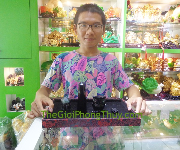Anh Phúc - Khách hàng mua Cú mèo đá hắc ngà FH071, Trụ thạch anh đen FGM052 và Tỳ hưu vảy rồng hắc ngà lưng điểm ngọc FS6065