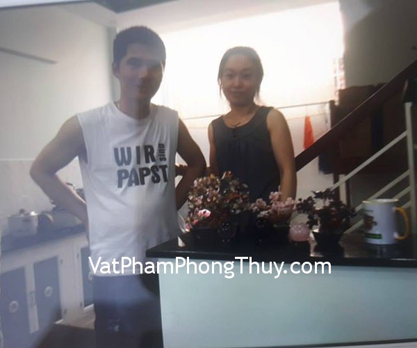 Chị Vân - Khách hàng mua quả cầu thạch anh hồng M181, quả cầu thạch anh tím GM142, quả cầu hắc ngà GM151, cây tài lộc thạch anh tím KC058